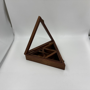 Handmade Triangular Wooden Spice Box | Indian Rosewood Masala Dabba Kitchen Organizer <b>Storage</b> <b>Container</b> with Lid Spoon - Product Image 2