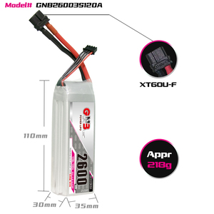Batteria <span class=keywords><strong>Lipo</strong></span> GAONENG GNB ad Alta Capacità <span class=keywords><strong>2600MAH</strong></span> 3S 11.1V 120C XT60 per Droni RC FPV e UAV a Decollo e Atterraggio Verticale - Product Image 2