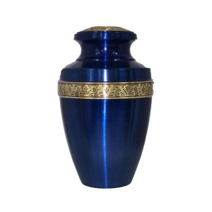 Expensive Design Brass Metal <b>Large</b> Blue Cremation <b>Urn</b> With Gold Band for Human Ashes Adult <b>Urns</b> Funeral Supplies <b>urn</b> - Product Image 1