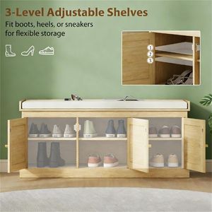 Plateforme de rangement pour chaussures avec banc d'entrée, étagère à chaussures pratique pour l'entrée - Product Image 4