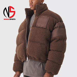 Nouvelle arrivée : veste matelassée à col montant en nylon et borgue avec logo personnalisé, couleur chocolat, coupe-vent, doudoune d'hiver pour homme - Product Image 1