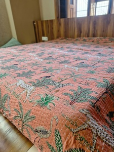 Wholesale Jaipur Indian Reversible Jungle Print <b>Bedspread</b> Handmade 100% Cotton Floral Kantha <b>Quilts</b> Blanket Bohemian - Product Image 5