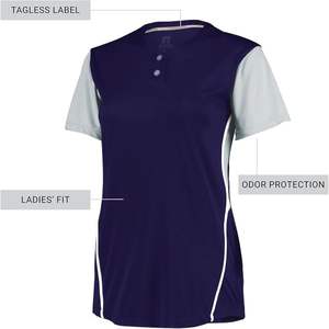 Camiseta Deportiva Personalizada de Manga Corta para Béisbol y Sóftbol para Mujeres Activas, Diseño Transpirable con Bloques de Color y 2 Botones - Product Image 4