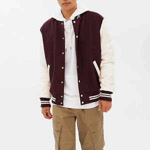 Blousons universitaires en toile pour hommes, haut de gamme, pour l'hiver, service OEM, fermeture à un bouton, en laine, style baseball, marques à étiquette privée - Product Image 1