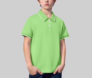 เสื้อโปโลเด็กชาย แขนสั้น ผลิตโดย OEM สำหรับเด็กอายุ 9-10 ปี ปักโลโก้ตามสั่ง ผ้าปิเก้ 50% คอตตอน/ 50% โพลีเอสเตอร์ 220 GSM - Product Image 2