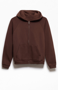 Sweat-shirt à capuche zippé marron pour homme, coupe classique, en molleton de coton, décontracté, pour l'automne, avec poches, manches raglan, logo personnalisé, OEM - Product Image 5