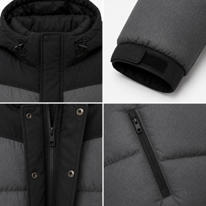 Custom Hooded Puffer Jacket Cold Climate Outerwear Warm Filling Chenille Badge Service Sleeve Utility Pocket D <b>Ring</b> Attachment - Product Image 4