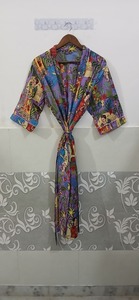 Kimono japonais pour femme en coton indien pur à 100 %, imprimé à la main, tissu de coton de bonne qualité, imprimé singe. - Product Image 2