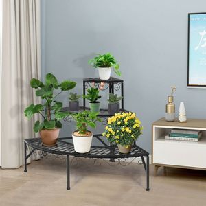 Espositore per Piante da Esterno a 3 Livelli in Metallo per Angoli - Product Image 2