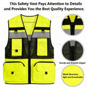High Visibility Multi Pocket Reflective Safety Vest for Construction, Traffic & Industrial Work - Product Image 2