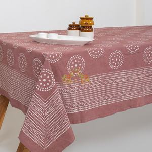 Mantel de Algodón Estampado a Mano con Diseño Floral para Bodas, Fiestas, Decoración Rústica, Cubierta para Mesa de Comedor - Product Image 3