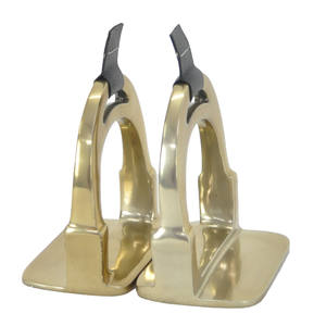 Porte-livres en forme d'étrier de cheval doré, décoration de table de salon, organisateur de magazines et de journaux, porte-livres de luxe, décoration de maison de luxe - Product Image 3