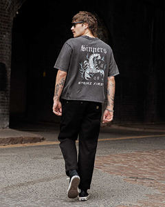 <b>100</b>% <b>Polyester</b> Knitted Regular Fit Solid Acid Wash Custom Men's T-<b>Shirt</b> Breathable Eco-Friendly Quick Dry Front 150 - Product Image 2