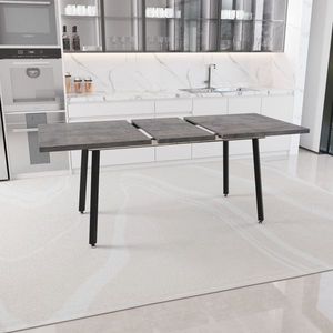 Mesa de comedor de MDF rectangular moderna de 55,12-70,87 \ "Característica expandible Capacidad para 4-6 personas Estilo industrial medieval Metal negro - Product Image 4