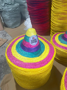 โรงงานเวียดนามจำหน่ายหมวกสานทรงเม็กซิกันคุณภาพสูง ปักลายด้วยมือ สีสันตามสั่ง สไตล์ชายหาด ราคาถูก - Product Image 4