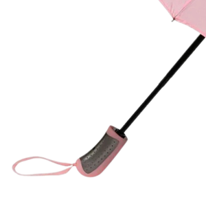 AKA Automatic Mini Hurricane <b>Umbrella</b> <b>Windproof</b> Folding Travel <b>Umbrella</b> Black Pink Embroidered Crest Compact Design - Product Image 2