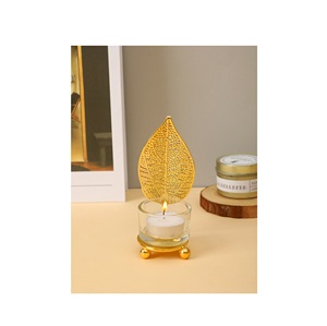 Gold Ginkgo Leaf <b>Tea</b> Light <b>Candle</b> Holder Modern Metal Votive Stand for Home Decor Table Centerpiececand Luxury Gift - Product Image 3