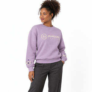 Sudadera de Forro Polar Personalizada con Apliques Bordados, Cuello Alto, Manga Larga, para Mujer, Talla Grande, Poliéster y Algodón, para Invierno y Todas las Temporadas - Product Image 4