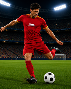 Shorts de football personnalisés professionnels pour hommes, 100 % polyester respirant, imprimés par transfert thermique, sublimés, en maille ajustable - Product Image 6