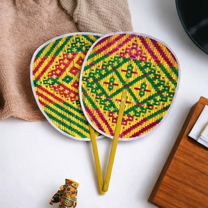 Indian Traditional Handmade Bamboo Handheld <b>Fan</b> with Handle Colorful Unique Design Small Pankha - Product Image 4