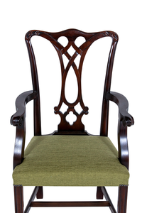 Fauteuil de salle à manger classique style Chippendale en acajou, reproduction antique, dossier à rubans, chaise en bois massif pour salle à manger 1404439 - Product Image 5