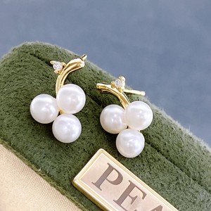 Boucles d'oreilles en perles d'eau douce exquises, multi-perles, petites raisins, avec aiguilles en argent pur S925, collection élégante - Product Image 3