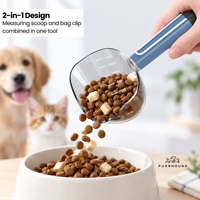 Cuillère à nourriture pour animaux pratique, hygiénique et facile à utiliser avec poignée à clip.