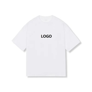 T-shirt surdimensionné pour homme 100% coton, tricoté épais, logo personnalisé, manches courtes, col rond, streetwear décontracté - Product Image 2