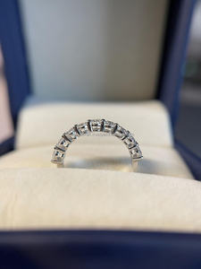 East West Moissanite Oval Cut Half <b>Eternity</b> Band <b>Ring</b> For Unisex Original 925 <b>Silver</b> Fine Wedding Birthday Party Gift For Friend - Product Image 4