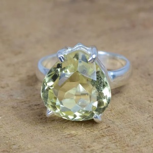 925 Sterling Silver Natural Yellow Lemon Quartz Pear Gemstone <b>Ring</b> Handmade Fine Jewelry Vintage Bezel Setting Anniversary Gift - Product Image 6