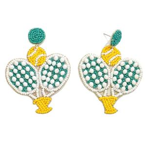 Handcrafted Embroidery Colourful Seed Beaded Trendy Silver Plated Luxury Hoops Earrings for Weddings Festive Ethnic Modern - Product Image 2