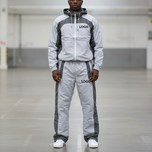 Offre Spéciale – Ensemble 2 Pièces Homme Streetwear à Capuche Léger Imprimé Résistant à l'Eau Réversible Respirant avec Panneaux Color Block Personnalisables - Product Image 4