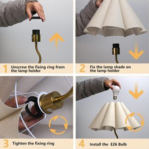Minimalist <b>Bedside</b> Nightstand Lamp <b>with</b> Umbrella Style Fabric Shade Small <b>Table</b> Lamp for Home Office Lighting - Product Image 4