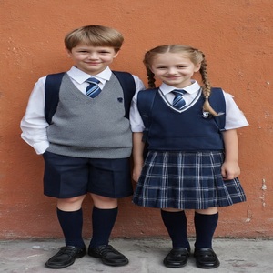 ชุดเครื่องแบบนักเรียนผ้าฝ้ายสำหรับเด็กประถมอนุบาลอนุบาลกางเกงมีเชือกแขวนคอสำหรับเด็กนักเรียนฤดูร้อนดีไซน์ที่ดีที่สุด - Product Image 4