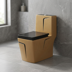 Inodoro de cerámica de una pieza sin borde de primera calidad con asiento UF de cierre suave para baño residencial moderno - Product Image 1