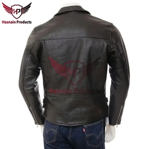 Veste en cuir véritable noir pour homme, coupe ajustée, style motard, asymétrique, avec fermeture éclair croisée, en cuir de vachette, boucle latérale, classique et personnalisable - Product Image 4