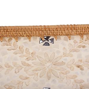Bandeja de Servicio Rectangular Ecológica de Nácar con Ratán, Incrustaciones Minimalistas de Concha, Pedido al por Mayor para Uso en el Hogar, Restaurantes y Cafeterías - Product Image 3