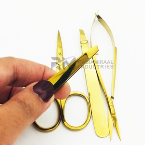 Pinzas Profesionales RMI de Acero Inoxidable con Punta Dorada para Cejas, Tipo Tijera, Lavables, Duraderas, con Logotipo Personalizado - Product Image 4