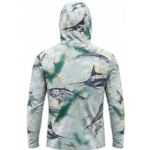 Sudadera con Capucha para Pesca con Protección Solar UPF 50+ para Hombre, con Máscara Facial Integrada, Diseño Sublimado Personalizado con Estampado de Marlin y Atún - Product Image 2