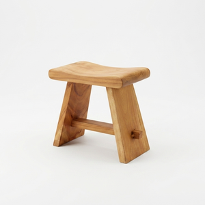 Hye Wooden <b>Stool</b> Made from Solid Teak Wood with Natural Finish for Modern Minimalist Living Room, Bedroom, and Hotel Furniture - Product Image 2