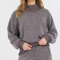 Sudadera Reversible con Cuello Alto Tipo Turtleneck, Oversize, de Algodón y Felpa, para Mujer, con Logotipo Impreso, para Universidad o Campus