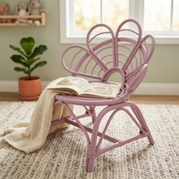Silla Infantil de Ratán, Moderna, Plegable y Portátil, con Respaldo de Listones, para Dormitorio y Sala de Estar, sin Brazos