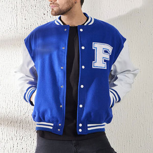 Customer Favorite Blue <b>White</b> Letterman <b>Jacket</b> Soft Fabric Snap Button Closure Everyday Fashion - Product Image 1