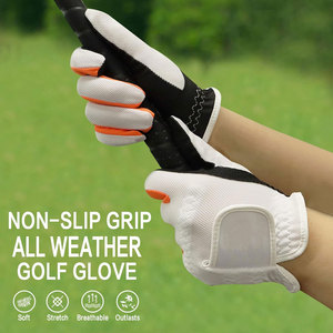 Gants de golf 1 paire, adaptés aux garçons et aux filles, pour les mains gauche et droite, tailles pour tout-petits à juniors, blanc, orange et noir - Product Image 3