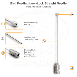 Aiguille d'alimentation droite en acier inoxydable avec embout en forme de bourgeon 4,7 mm 16G x 83 mm pour tube d'alimentation des oiseaux - Product Image 4
