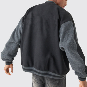 Blouson universitaire homme YOURBRAND noir et gris avec lettres brodées sur le devant, coupe classique, décontracté, pour l'automne, sur mesure 2027 - Product Image 6