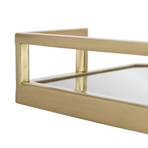 Wholesale Luxury Rectangular Gold <b>Mirror</b> <b>Tray</b> Bulk Hotel Serving Platter with Elegant Greek Key Design Feet Modern Home Decor - Product Image 3