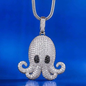 KRKC&CO Colgante de Pulpo con Incrustaciones de Oro Blanco, Joyería Hip Hop para Agentes Mayoristas, en Stock - Product Image 3