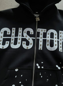 เสื้อฮู้ดซิปผ้าฟลีซเทอร์รี่หนานุ่มแบบสั่งทำพิเศษ ดีไซน์ประดับหมุด พร้อมโลโก้พิมพ์นูน ทรงโอเวอร์ไซส์ บ็อกซี่ฟิต สำหรับผู้ชาย ฤดูหนาว - Product Image 6