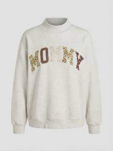 Sweat-shirt à col montant court à manches longues avec patchwork de lettres pour femme, service OEM - Product Image 4
